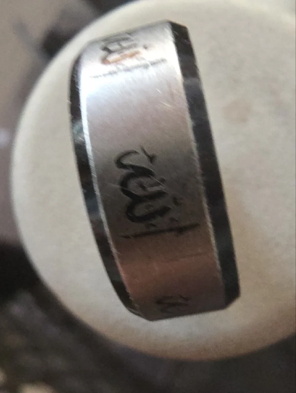 8mm Stainless Steel Totem Allah Black  Laser Fashion Men's Ring Sz 7.5